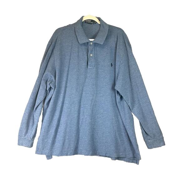 Polo Ralph Lauren Shirt Mens 2XL Big Blue Cotton Long Sleeve Button Classic Fit - Picture 1 of 7